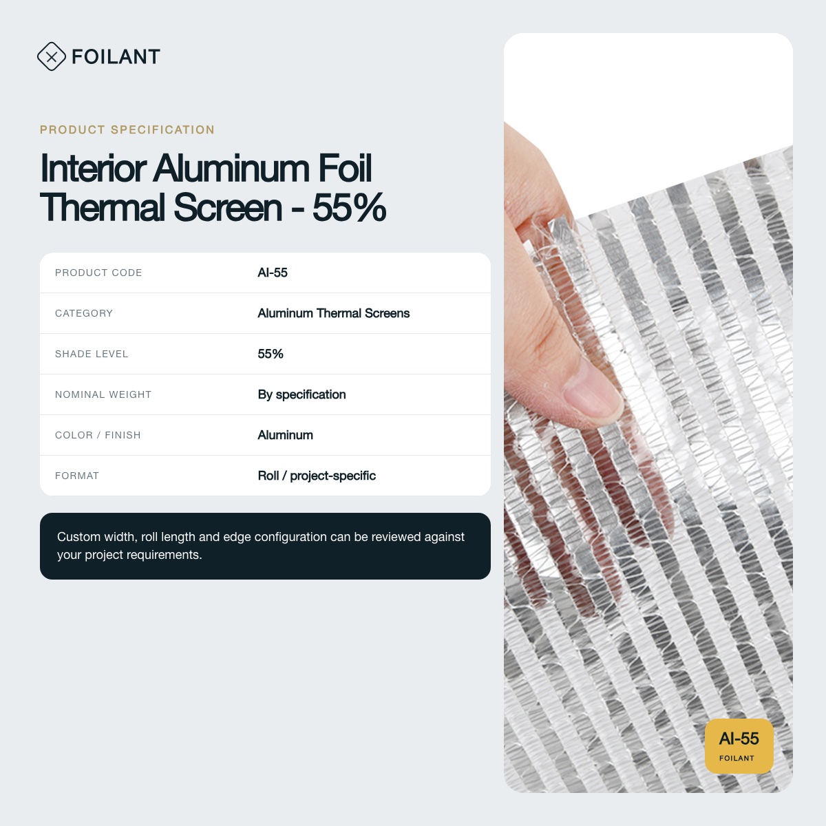 Interior Aluminum Foil Thermal Screen - 55% view 3