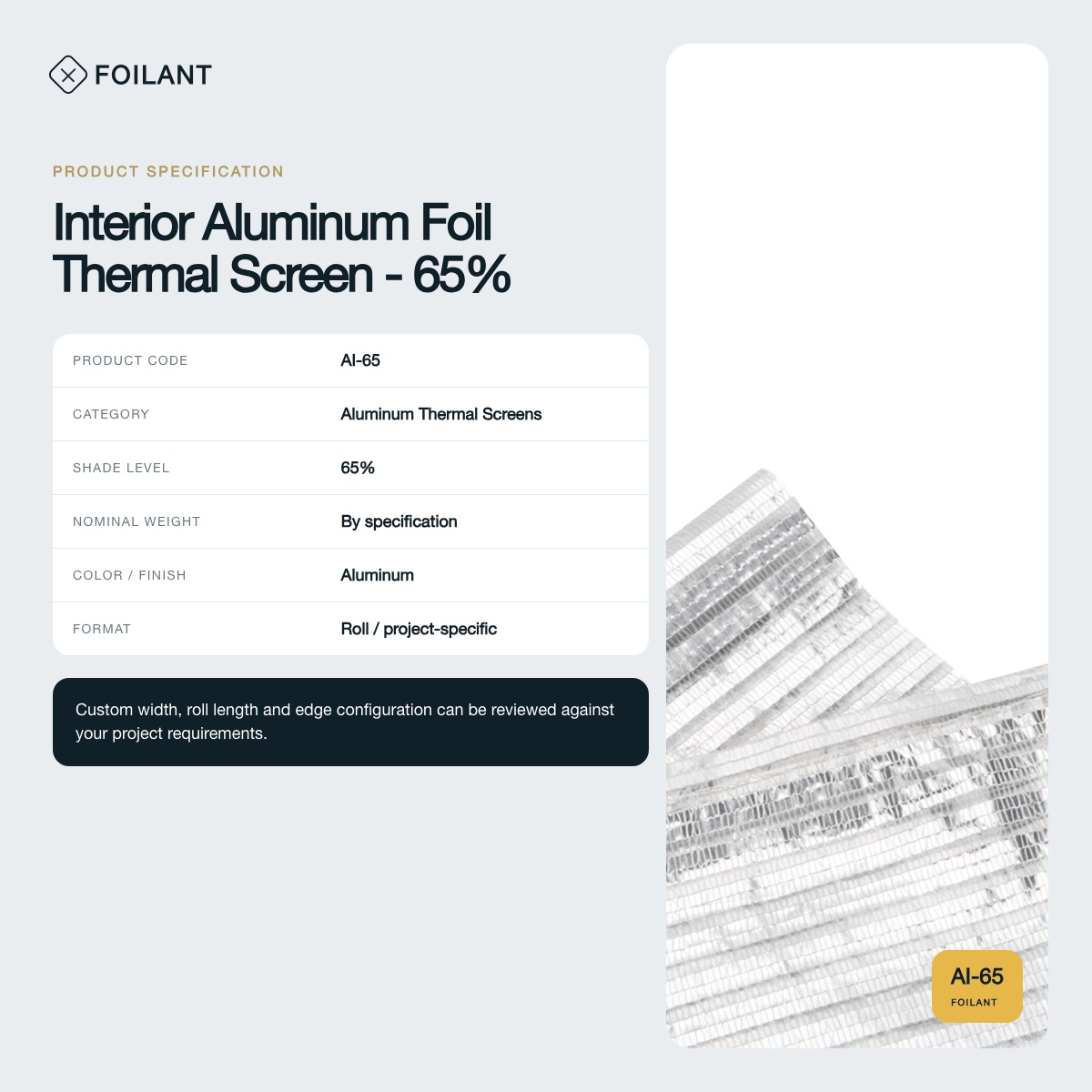 Interior Aluminum Foil Thermal Screen - 65% view 3