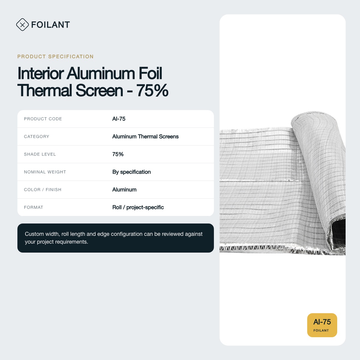 Interior Aluminum Foil Thermal Screen - 75% view 3