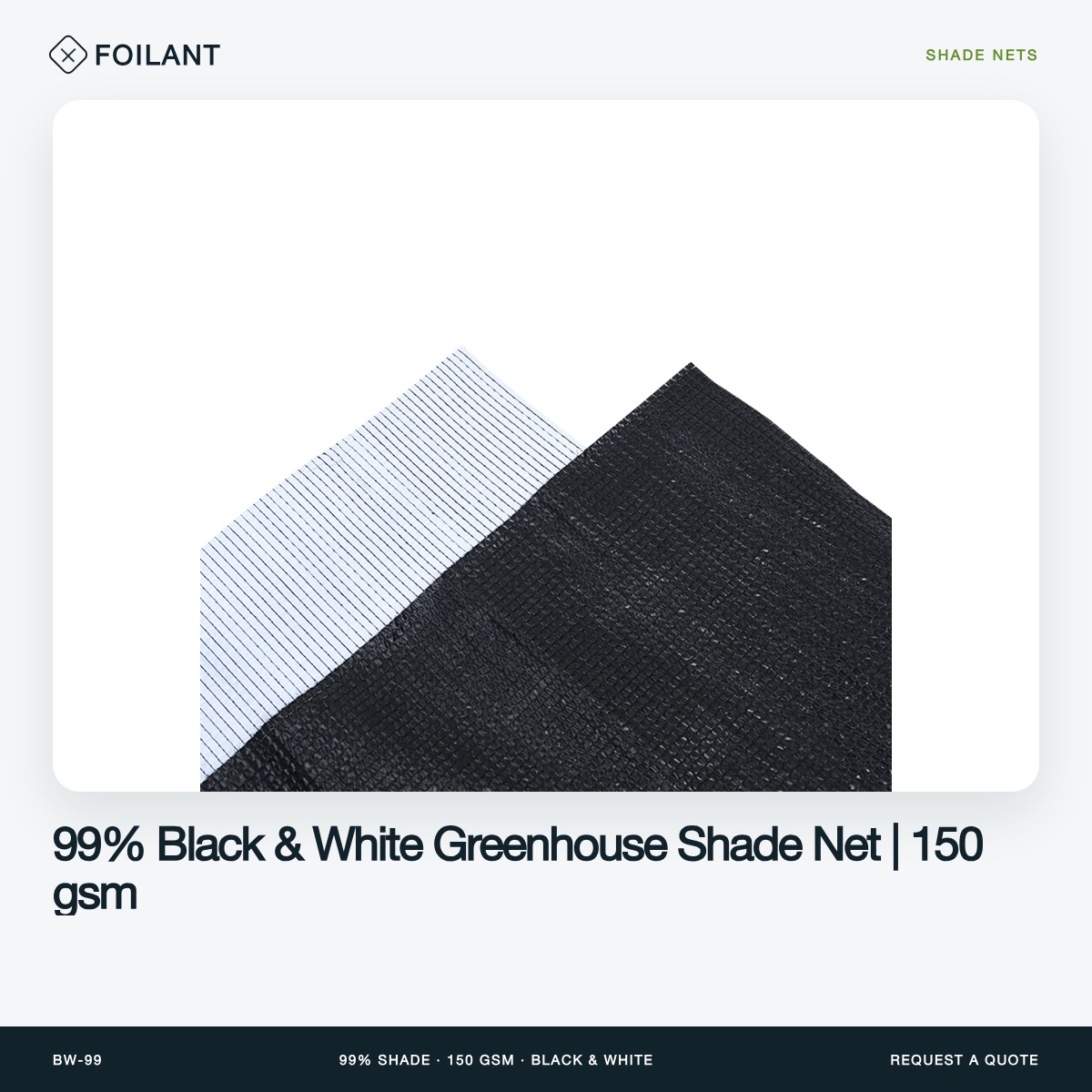 99% Black & White Greenhouse Shade Net | 150 gsm