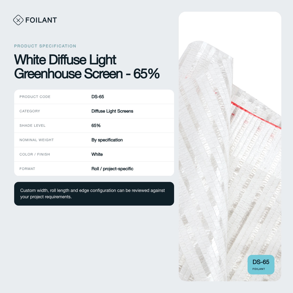 White Diffuse Light Greenhouse Screen - 65% view 3