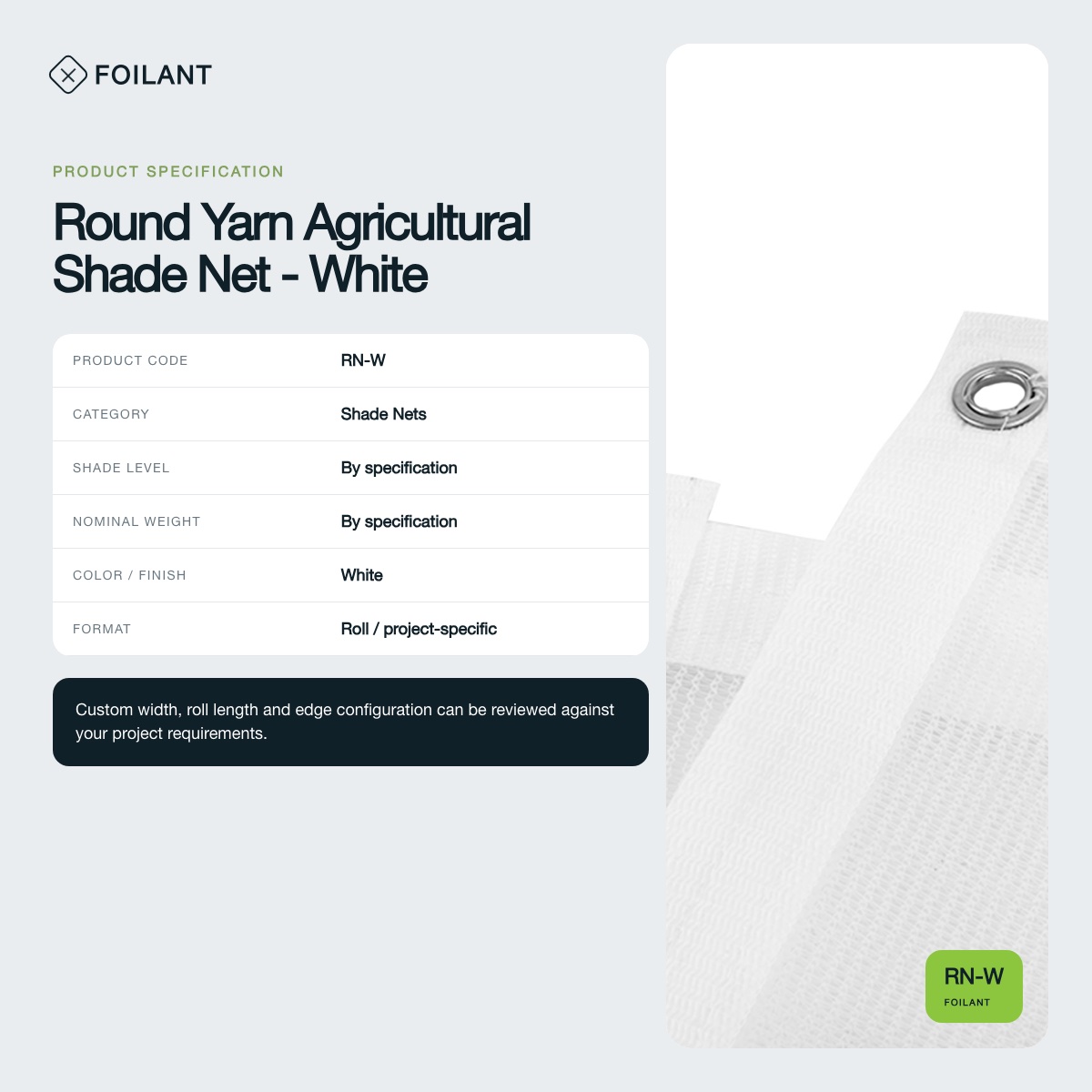 Round Yarn Agricultural Shade Net - White view 3